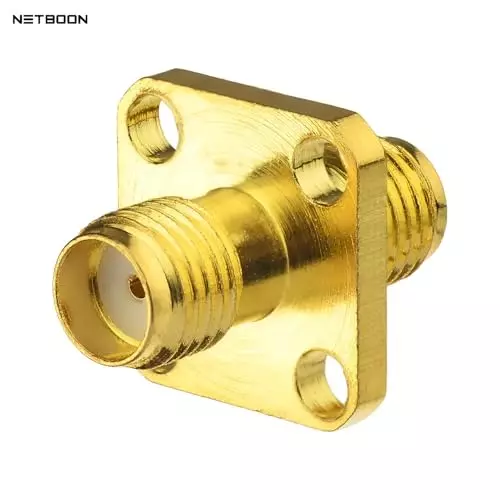 netboon-four-hole-panel-mount-coaxial-connector-sma-female-to-sma-female-nickel-plated-brass-50-ohm-for-rf-communication-sma-f-sma-f-4-h-adp-3p-pack-of-3