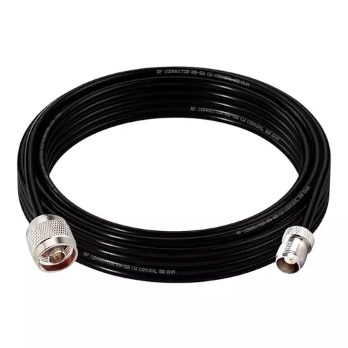NBR RG-58 Low Loss Jumper Antenna Extension Cable Black N Male to TNC Female 18 m Cable Length, CA0544