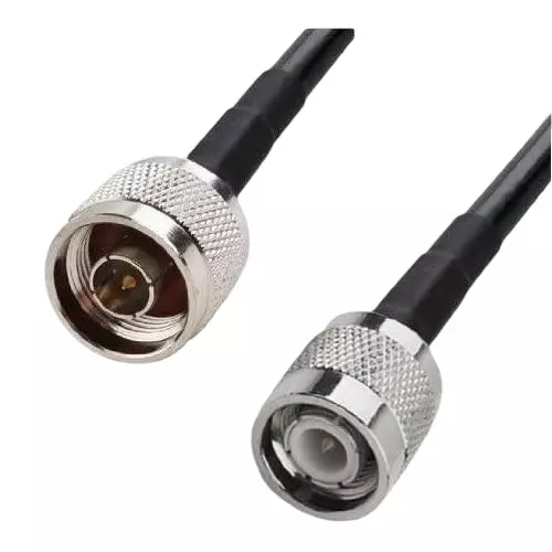 NBR RG-58 Low Loss Jumper Antenna Wire Black N Male to TNC Male 25 cm Cable Length 50 Ohm Impedance, CA0500
