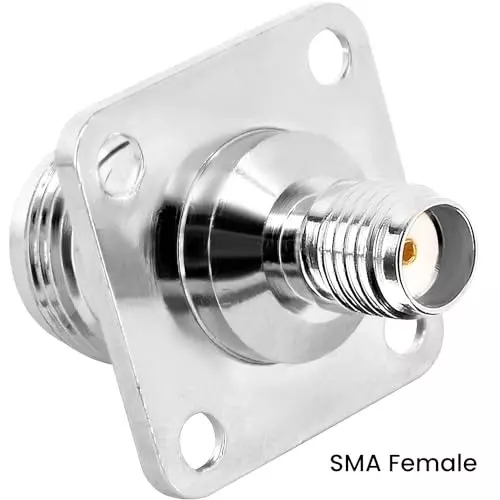 netboon-four-hole-panel-mount-coaxial-connector-n-female-to-sma-female-nickel-plated-brass-50-ohm-for-rf-communication-n-f-sma-f-4-h-adp-1p