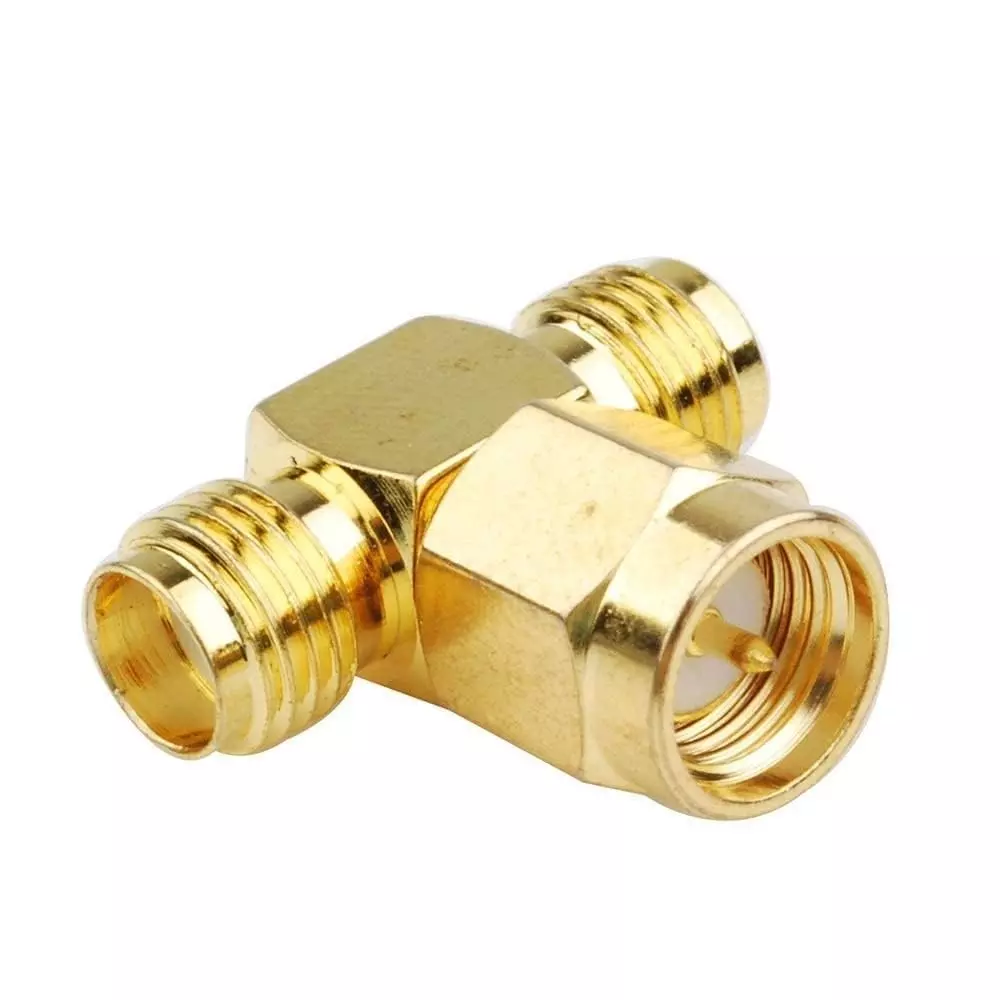 GENERIC SMA Male to SMA Female T-Type RF Coaxial Adapter 3-Way 18.5x17x8 mm Size, Q0-NQQH-PCSF