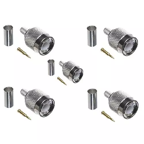 Oxywave Crimp Cable Connector N Male Nickel Plated Brass Body for RG58 Coaxial Cable, TNCM-RG58 (Pack of 5)
