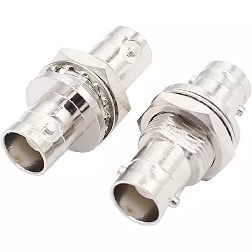 NETBOON Straight Coaxial Connector BNC Female to BNC Female Nickel-Plated Brass 50 Ohm for RF Communication, BNC-F-BNC-F-B/H-ADP-5P (Pack of 5)