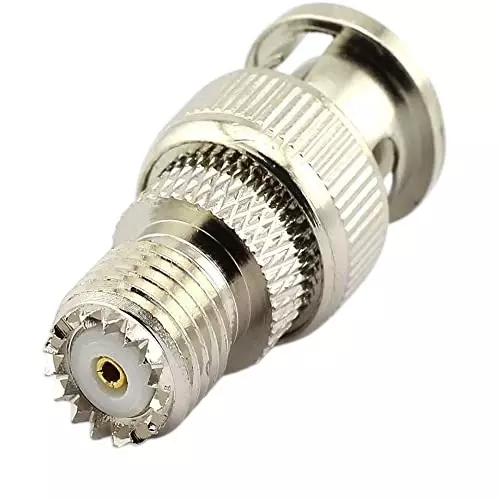 NETBOON Straight Coaxial Connector BNC Male to Mini UHF Female Nickel-Plated Brass 50 Ohm for RF Communication, BNC-Male-MINI-UHF-F-ADP-5P (Pack of 5)