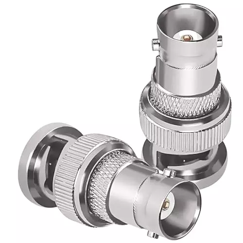 NETBOON Straight Coaxial Connector BNC Male to BNC Female Nickel-Plated Brass 50 Ohm for RF Communication, BNCM-F-ADAP-3 (Pack of 3)