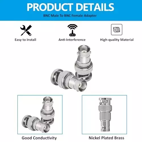 netboon-straight-coaxial-connector-bnc-male-to-bnc-female-nickel-plated-brass-50-ohm-for-rf-communication-bncm-f-adap-3-pack-of-3