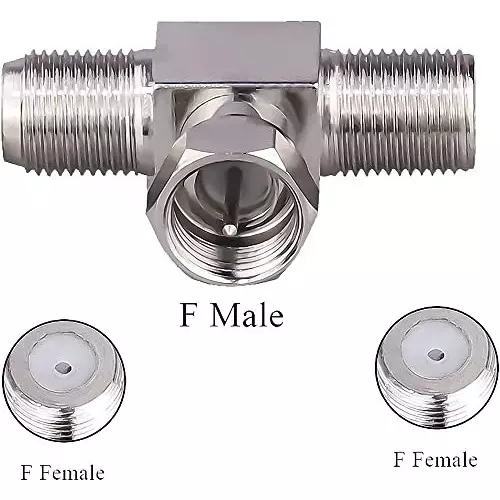 netboon-t-shape-3-way-coaxial-connector-f-type-male-to-dual-female-nickel-plated-brass-50-ohm-for-rf-communication-f-m-f-f-t-adp-3p-pack-of-3
