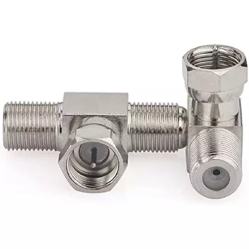 netboon-t-shape-3-way-coaxial-connector-f-type-male-to-dual-female-nickel-plated-brass-50-ohm-for-rf-communication-f-m-f-f-t-adp-3p-pack-of-3