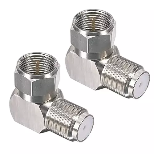 NETBOON Right Angle (90°) Coaxial Connector F Type Female to Male Brass 75 Ohm for RF Communication, FTYPEADAPTER2 (Pack of 2)