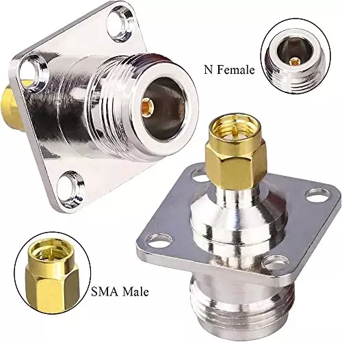 netboon-four-hole-panel-mount-coaxial-connector-n-female-to-sma-male-nickel-plated-brass-50-ohm-for-rf-communication-n-f-sma-m-4-h-adp-1p