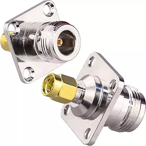 netboon-four-hole-panel-mount-coaxial-connector-n-female-to-sma-male-nickel-plated-brass-50-ohm-for-rf-communication-n-f-sma-m-4-h-adp-1p