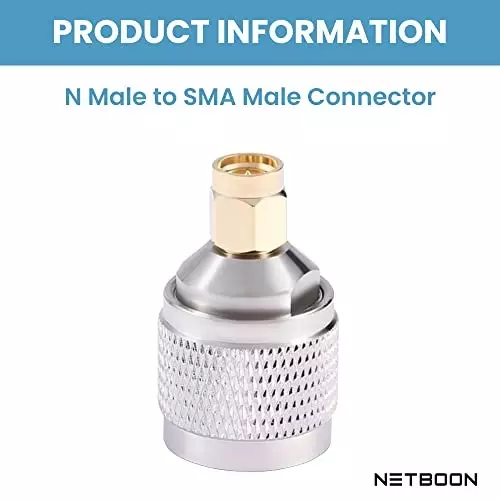 netboon-straight-coaxial-connector-n-male-to-sma-male-nickel-plated-brass-50-ohm-for-rf-communication-n-m-sma-m-adp-5p-pack-of-5