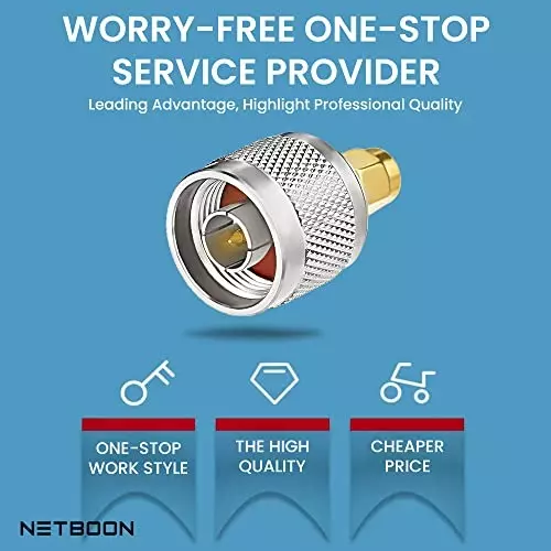 netboon-straight-coaxial-connector-n-male-to-sma-male-nickel-plated-brass-50-ohm-for-rf-communication-n-m-sma-m-adp-5p-pack-of-5