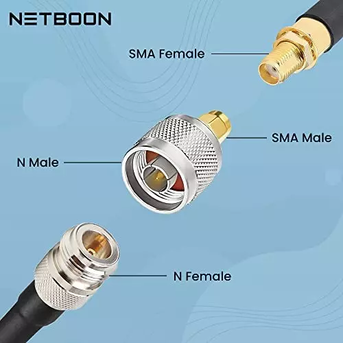 netboon-straight-coaxial-connector-n-male-to-sma-male-nickel-plated-brass-50-ohm-for-rf-communication-n-m-sma-m-adp-5p-pack-of-5