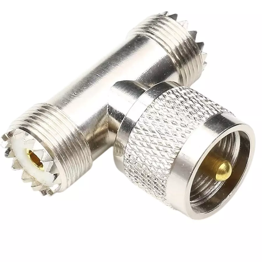 GENERIC UHF Male PL259 to Dual UHF Female SO239 3-Way Tee Type Connector for Coaxial Cable, TA090