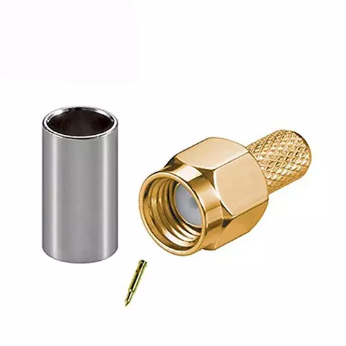 Oxywave Crimp RF Connector SMA Male Nickel Plated Brass Body for RG58, RG142, RG400, RG303, RG141, LMR195 Low Loss Coaxial Cable, SMAMCRIMPRG58 (Pack of 2)