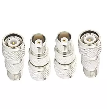 NBR TNC Male to TNC Female Straight Coaxial Connector Adapter 50 Ω Impedance, Silver (Pack of 4 Pcs)