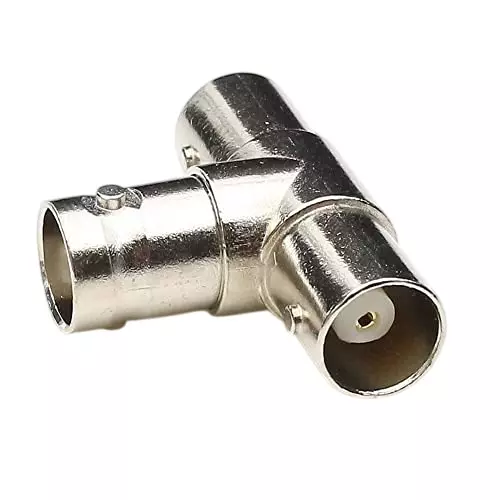 NETBOON T Shape 3 Way Coaxial Connector BNC Female to Dual Female Nickel-Plated Brass 50 Ohm for RF Communication, BNC-F-Dual-F-ADP-1P