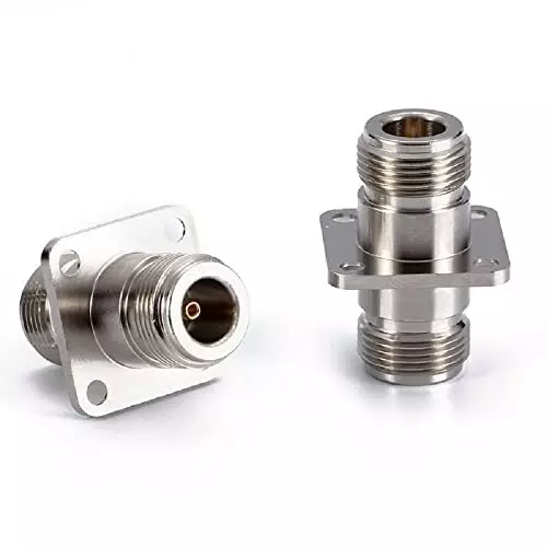 netboon-four-hole-panel-mount-coaxial-connector-n-female-to-n-female-nickel-plated-brass-50-ohm-for-rf-communication-n-f-n-f-4-h-adp-10p-pack-of-10