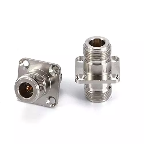 netboon-four-hole-panel-mount-coaxial-connector-n-female-to-n-female-nickel-plated-brass-50-ohm-for-rf-communication-n-f-n-f-4-h-adp-10p-pack-of-10