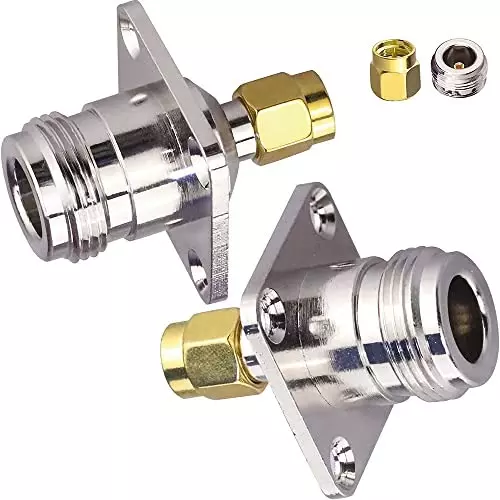 netboon-four-hole-panel-mount-coaxial-connector-n-female-to-sma-male-nickel-plated-brass-50-ohm-for-rf-communication-n-f-sma-m-4-h-adp-3p-pack-of-3