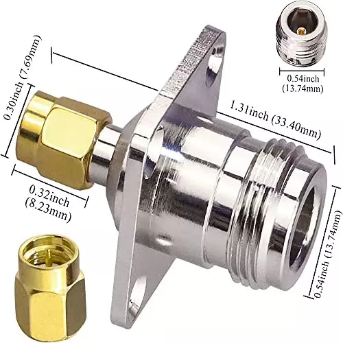 netboon-four-hole-panel-mount-coaxial-connector-n-female-to-sma-male-nickel-plated-brass-50-ohm-for-rf-communication-n-f-sma-m-4-h-adp-3p-pack-of-3