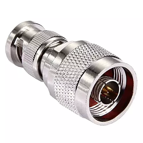 NETBOON Straight Coaxial Connector N Male to BNC Male Nickel-Plated Brass 50 Ohm for RF Communication, N-M-BNC-M-ADP-10P (Pack of 10)