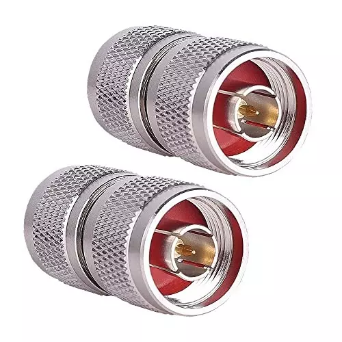 NETBOON Straight Coaxial Connector N Male to N Male Nickel-Plated Brass 50 Ohm for RF Communication, N-M-N-M-ADP-1P