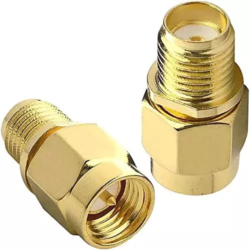 NETBOON Straight Coaxial Connector SMA Male to SMA Female Nickel-Plated Brass 50 Ohm for RF Communication, SMA-M-SMA-F-ADP-3P (Pack of 3)