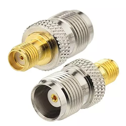 NETBOON Straight Coaxial Connector TNC Female to SMA Female Nickel-Plated Brass 50 Ohm for RF Communication, TNC-F-SMA-F-ADP-3P (Pack of 3)