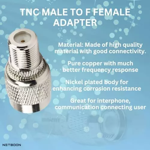 netboon-straight-coaxial-connector-tnc-male-to-f-type-female-nickel-plated-brass-50-ohm-for-rf-communication-tnc-m-f-f-adp-1p