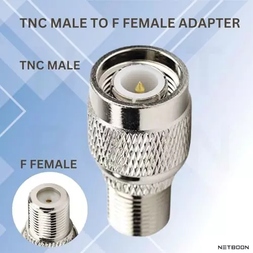netboon-straight-coaxial-connector-tnc-male-to-f-type-female-nickel-plated-brass-50-ohm-for-rf-communication-tnc-m-f-f-adp-1p