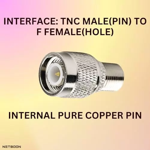 netboon-straight-coaxial-connector-tnc-male-to-f-type-female-nickel-plated-brass-50-ohm-for-rf-communication-tnc-m-f-f-adp-1p