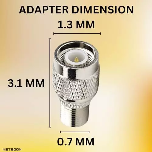 netboon-straight-coaxial-connector-tnc-male-to-f-type-female-nickel-plated-brass-50-ohm-for-rf-communication-tnc-m-f-f-adp-1p