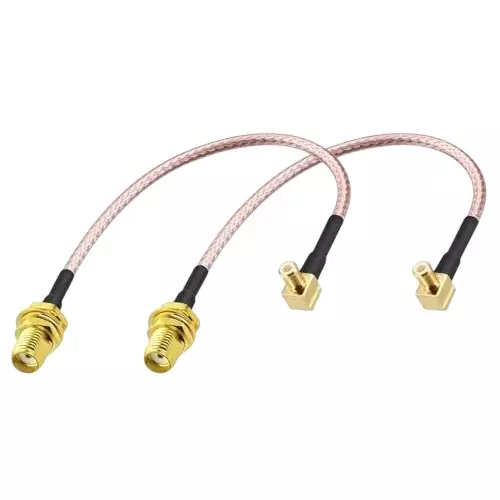 NBR RF Coaxial Antenna Extension Cable SMA Female to MCX Male Right Angle 20 cm Cable Length 50 Ohm Impedance, CA0436 (Pack of 2)