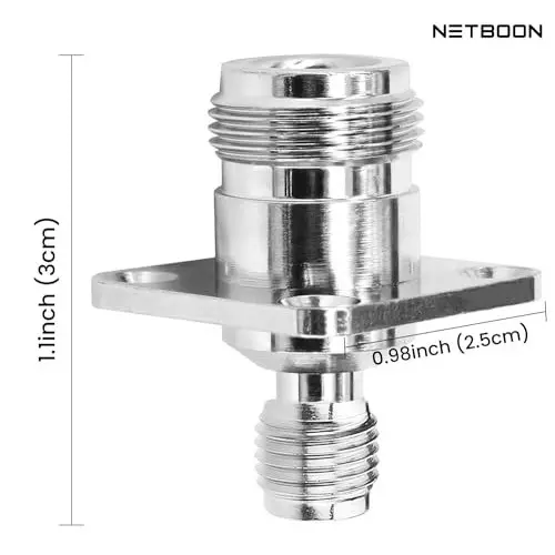 netboon-four-hole-panel-mount-coaxial-connector-n-female-to-sma-female-nickel-plated-brass-50-ohm-for-rf-communication-n-f-sma-f-4-h-adp-10p-pack-of-10