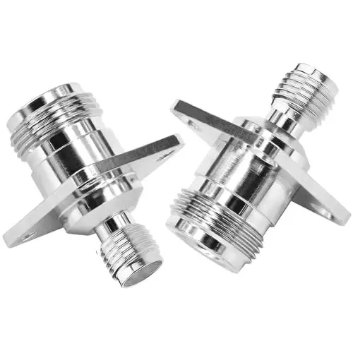 netboon-four-hole-panel-mount-coaxial-connector-n-female-to-sma-female-nickel-plated-brass-50-ohm-for-rf-communication-n-f-sma-f-4-h-adp-10p-pack-of-10