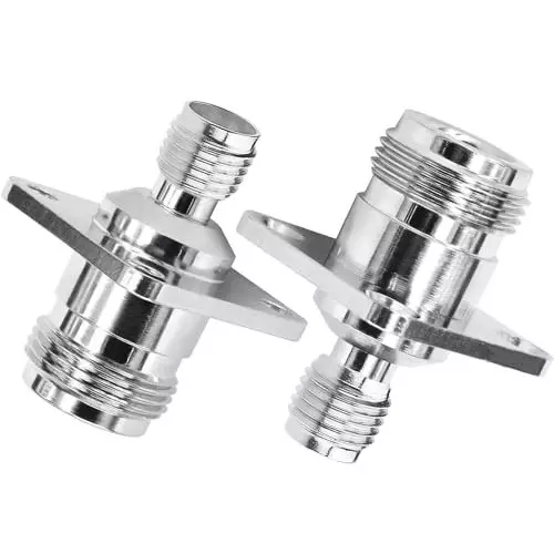 netboon-four-hole-panel-mount-coaxial-connector-n-female-to-sma-female-nickel-plated-brass-50-ohm-for-rf-communication-n-f-sma-f-4-h-adp-10p-pack-of-10
