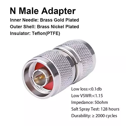 netboon-straight-coaxial-connector-n-male-to-n-male-nickel-plated-brass-50-ohm-for-rf-communication-n-m-n-m-adp-5p-pack-of-5