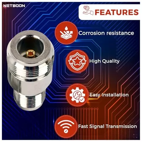 netboon-straight-coaxial-connector-n-female-to-tnc-female-nickel-plated-brass-50-ohm-for-rf-communication-tnc-f-n-f-adp-5p-pack-of-5