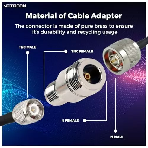 netboon-straight-coaxial-connector-n-female-to-tnc-female-nickel-plated-brass-50-ohm-for-rf-communication-tnc-f-n-f-adp-5p-pack-of-5