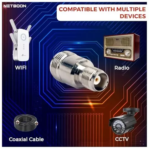 netboon-straight-coaxial-connector-n-female-to-tnc-female-nickel-plated-brass-50-ohm-for-rf-communication-tnc-f-n-f-adp-5p-pack-of-5