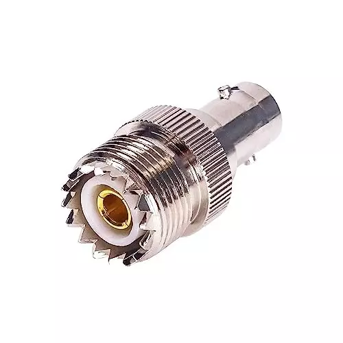 NETBOON Straight Coaxial Connector BNC Female to UHF Female 50 Ohm Nickel Plated Brass, BNC-F-UHF-F-ADP