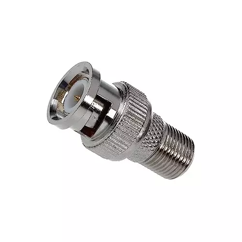 NETBOON Straight Coaxial Connector BNC Male to F Type Female 50 Ohm Nickel Plated Brass, BNC-M-F-F-ADP