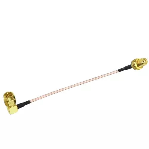 NBR RF Coaxial Jumper Cable SMA Male Right Angle (90°) to SMA Female Straight 15 cm Cable Length 50 Ohm Impedance, CA0023-1.1
