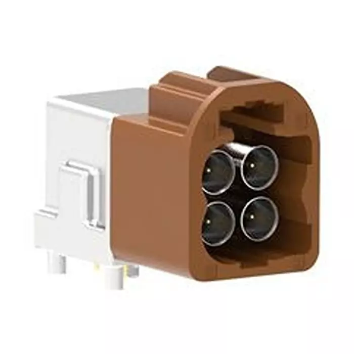 AMPHENOL RF RF Coaxial Connector, 4P, R/A FAKRA PLUG, 50 OHM, FM4-NFRP-PCB-1