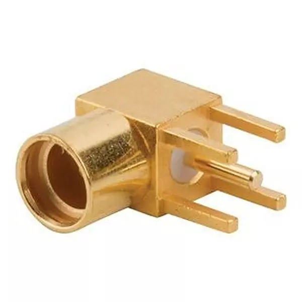 AMPHENOL RF Rf/Coaxial, mmcx Jack, R/A, 50 Ohm, Though Hole, 908-24100