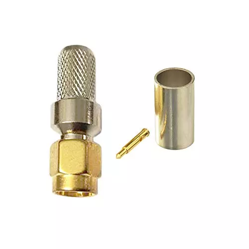 Oxywave Crimp Cable Connector SMA Male Nickel Plated Brass Body for LMR300 Coaxial Cable, SMAMCRIMPLMR300 (Pack of 2)