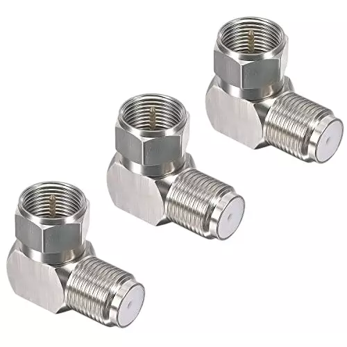NETBOON Right Angle (90°) Coaxial Connector F Type Female to Male Brass 75 Ohm for RF Communication, FTYPEADAPTER3 (Pack of 3)