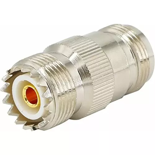 NETBOON Straight Coaxial Connector N Female to UHF Female Nickel-Plated Brass 50 Ohm for RF Communication, N-F-UHF-F-ADP-1P